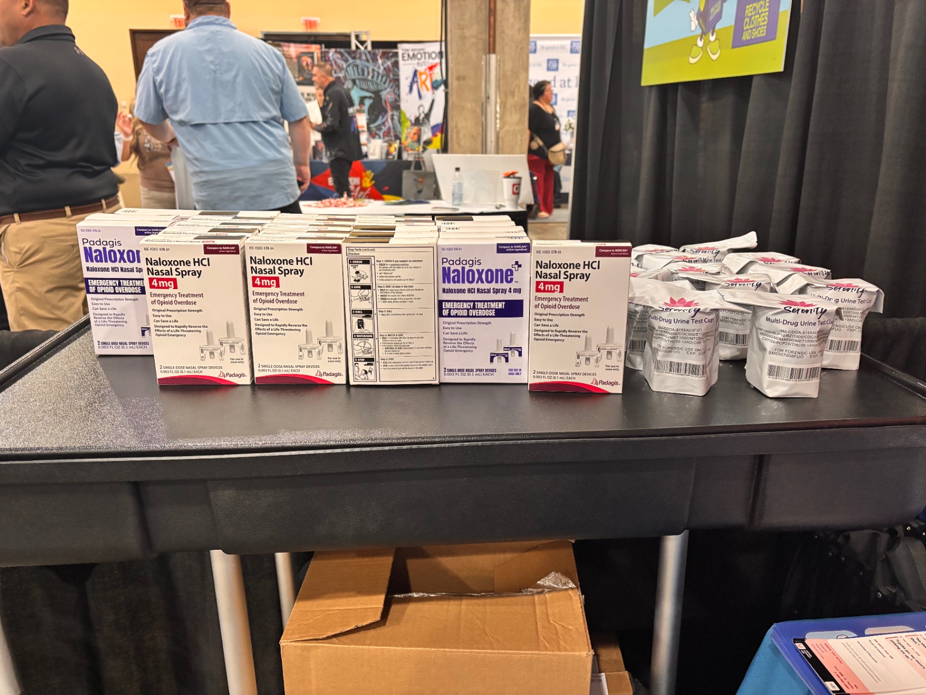 Naloxone nasal spray boxes ready for distribution