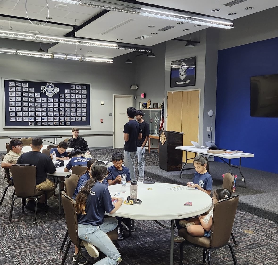 Small-group workshop discussion with Junior Explorers